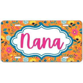 Honey Dew Gifts, Nana, License Plate, Vanity Plates for Cars, Novelty License Plates, Car Tags, Flower Floral Pink License Plate, Car Decor, Nana Gift, 12 inch by 6 inch, HDG-1555