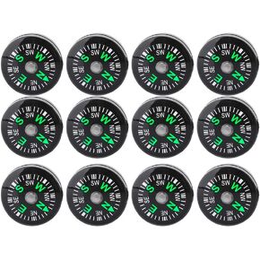 12PCS Button Compass, Mini Pocket Compass Paracord Bracelet Liquid Filled Compass for Hiking Camping Outdoor Activities Accessory