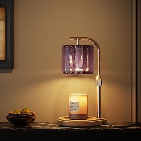 Candle Warmer Lamp with Timer and Dimmer Purple, Adjustable Height Glass Candle Lamp, Electric Candle Lamp Warmer for Home Decor,Gift for Women,2-Bulb Candle Warming Lamp for Jar Candles (Purple)