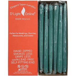 D'light Online White Taper Candles, 10 Inch Premium Quality Candles Hand-Dipped Tapered Candles, Dripless, Smokeless and Unwrapped Bulk Pack for Events - Set of 12 (10 Inch, White)