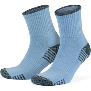 GoWith 2 Pairs Unisex Cotton Cushioned Crew Socks, Moisture-Wicking Lightweight Athletic Striped Golf Socks for Men & Women