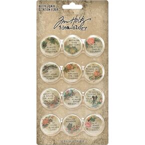 Tim Holtz Idea-Ology, Quote Flair Buttons,94116,Nickle