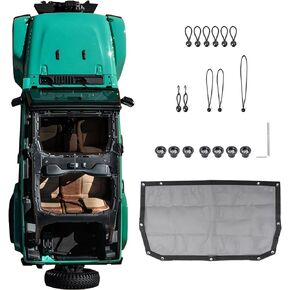 Sunshade Compatible with 2024 Jeep Wrangler JL 4 Door 4XE Hard Top Accessories Front Rear Sun Shade Soft Mesh Top Bimini Roof Bikini Cover, Keep Airbag Function, Front Rear Door Black