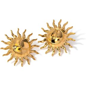 Gold Sun Stud Earrings Vintage Boho Statement Earrings for Women