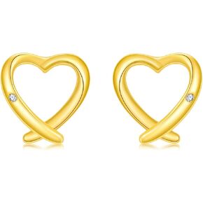 14k Gold Heart Stud Earrings for Women, Solid Gold Small Heart Shaped Stud Earrings with Moissanite Stone Jewelry Birthday Anniversary Valentine's Day Gifts for Her Mom Girldfriend Daughter in Kuwait