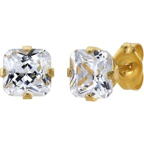 STUDEX Sensitive Princess Cut Cubic Zirconia Stud Earrings | Hypoallergenic and Nickel Safe for Sensitive Ears | High Fashion Earrings for Women and Men in Saudi Arabia