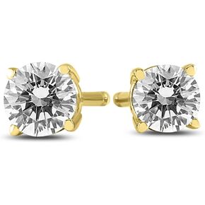1/3-3/4 Carat TW Round Diamond Solitaire Stud Earrings Available in 14K White and Yellow Gold