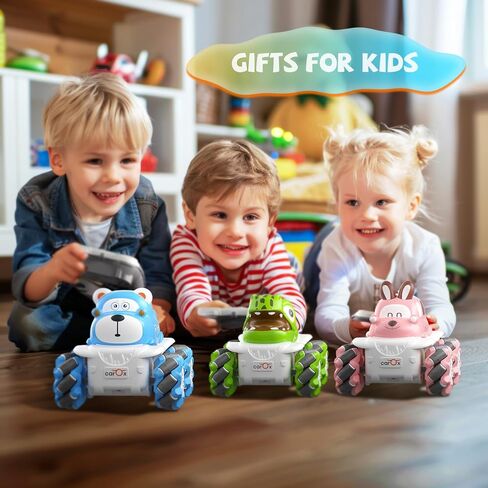 RC Stunt Car for Girls - 4WD Remote Control Car with LED Light 360° Rotating Drift Toddlers Cars Rechargable Battery 1:36 Race Car, 2.4 GHz RC Truck Toy Vehicle for 3-5 Year Old Boys Girls in Saudi Arabia