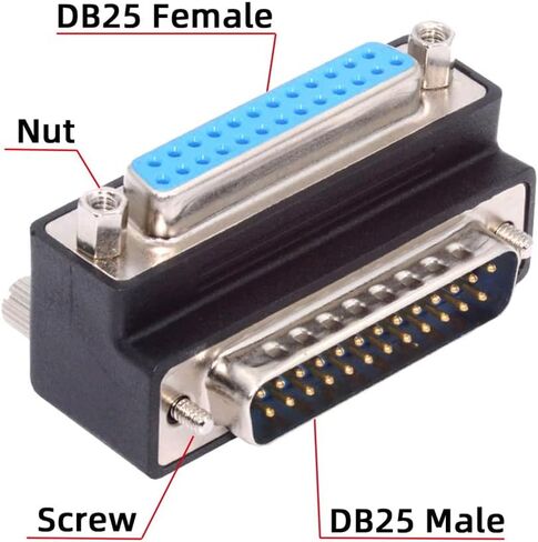 NFHK DSUB الموازي LPT AES/EBU DB25pin ذكر الجوز إلى أنثى المسمار تمديد محول DB موصل حتى 90 درجة بزاوية in Kuwait