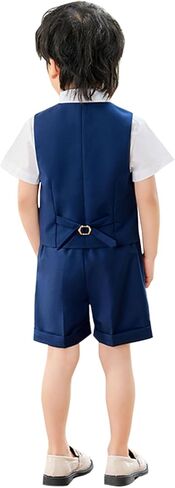LOLANTA 4Pcs Boys Suit, Kids Summer Dress Clothes Shirt Vest Shorts Bow Tie | 4Pcs Boys Suit- Vest, Shirt, Shorts Bow tie, for Summer, Wedding, Homecoming, Graduation, Birthday, Party, Easter,Church in Saudi Arabia