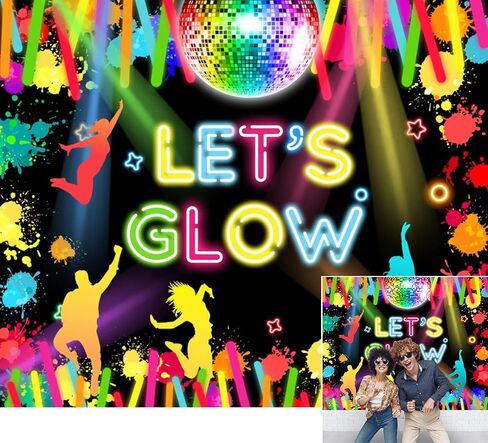 Neon Glow Party Backdrop Let's Glow in The Dark Photography Background Colorful Graffiti Splatter Paint Dancing Party Themed Decoration Banner Photo Booth Supplies 10x8ft in Saudi Arabia