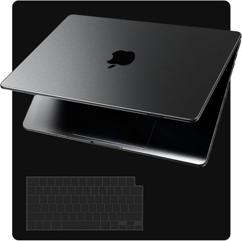 EooCoo [Ultra Thin Armor] Case Compatible for MacBook Pro 16 inch 2024-2021 M3 M2 M1 A2991 A2780 A2485, [100% Match Space Black] [Anti-Fingerprint] Hard Shell&Keyboard Skin, Space Black Clear in Saudi Arabia