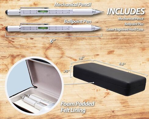 Travigo Multi-tool 5 in 1 Pen and Mechanical Pencil Set Level Screwdriver Ruler Stylus with Included Gift Box (Silver) in Kuwait