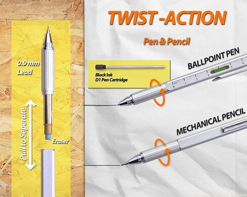 Travigo Multi-tool 5 in 1 Pen and Mechanical Pencil Set Level Screwdriver Ruler Stylus with Included Gift Box (Silver) in Kuwait