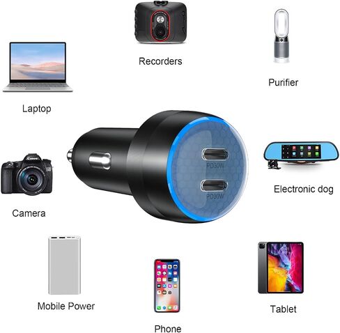 USB C Car Charger, 60W 2-Port PowerIQ 3.0 Type C Adapter, PowerDrive III Duo Powering for iPhone 14, 13, 12, 11 X XS Pro Max Mini, Galaxy S22/S20/S10, Pixel, iPad/iPad Mini, etc. (60W-Grey) in Saudi Arabia