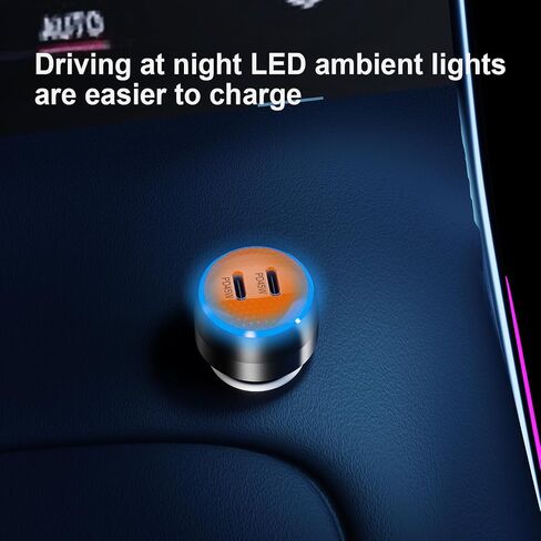 USB C Car Charger, 60W 2-Port PowerIQ 3.0 Type C Adapter, PowerDrive III Duo Powering for iPhone 14, 13, 12, 11 X XS Pro Max Mini, Galaxy S22/S20/S10, Pixel, iPad/iPad Mini, etc. (60W-Grey) in Saudi Arabia