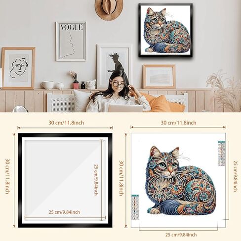 Zakrafo Cat Diamond Art Painting Diamond Art Kits for Adults with Frame Diamond dot Arts Paint by Numbers kit Crafts Gifts for Beginner Home Wall Decor in Kuwait