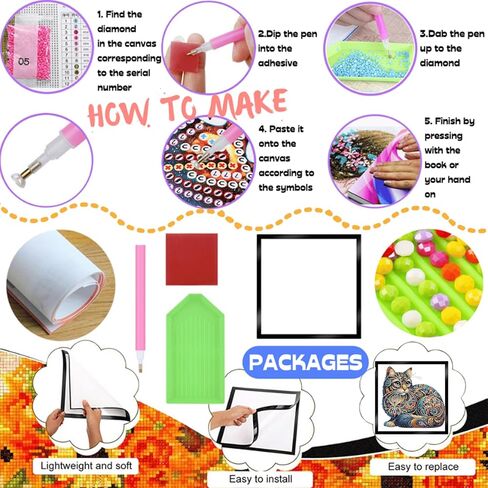 Zakrafo Cat Diamond Art Painting Diamond Art Kits for Adults with Frame Diamond dot Arts Paint by Numbers kit Crafts Gifts for Beginner Home Wall Decor in Kuwait