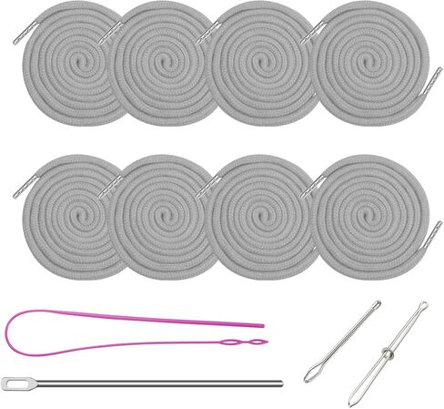 8 Pieces 66 Inches XL Lengthened Drawstring Cords Replacement Drawstrings with 4 Pieces Easy Threaders for Sweatpants Shorts Pants Jackets Coats (Black+Grey) in Kuwait