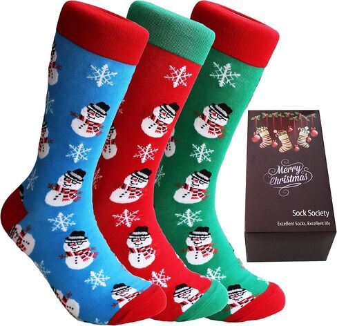 Sock Society Christmas Unisex Men Women Fun Dress Casual Pattern Crew Funny Xmas Socks Gift Box in Saudi Arabia
