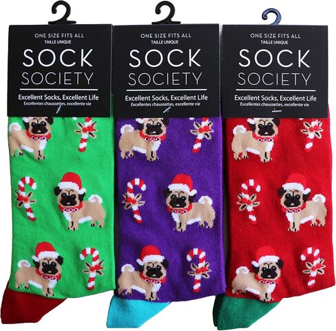 Sock Society Christmas Unisex Men Women Fun Dress Casual Pattern Crew Funny Xmas Socks Gift Box in Saudi Arabia