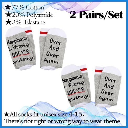 PXTIDY 2 Pairs Socks Greys Merchandise Grey's TV Show Inspired Novelty Socks Anatomy Doctor Gifts For for Grey's Fans in Saudi Arabia