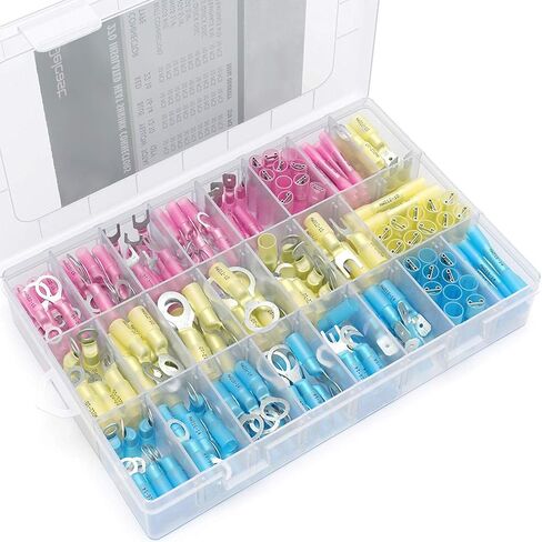 JacobsParts Heat Shrink Wire Connectors Kit: 270pcs Waterproof Electrical Crimp Terminals for Marine & Automotive Use, Adhesive Lined with Butt Fork Hook Ring & Quick Disconnects in Saudi Arabia
