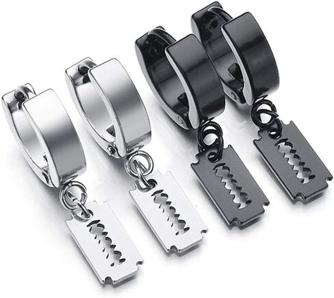 Blade Earrings Set For Men Women Stainless Steel Dangle Hoop Simple Goth Kpop Punk Trendy Huggie Hoop Earrings Set Jewelry in Saudi Arabia