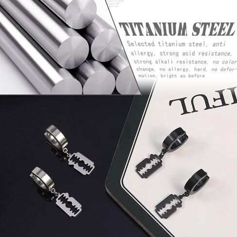 Blade Earrings Set For Men Women Stainless Steel Dangle Hoop Simple Goth Kpop Punk Trendy Huggie Hoop Earrings Set Jewelry in Saudi Arabia