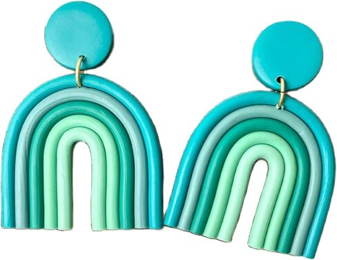 Vintage Handmade Colorful Rainbow Soft Clay Dangle Earrings Boho Lovely Candy Pendant Drop Earrings for Women in Saudi Arabia