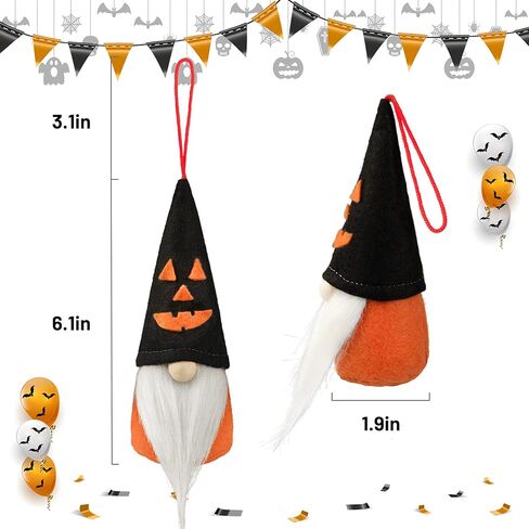 mocoosy Halloween جنوم الحلي مجموعة من 6، أفخم التماثيل المعلقة الزينة، اليدوية Tomte السويدية جنوم Nisse الاسكندنافية جنوم الحلي شجرة معلقة لعيد الهالوين ديكور المنزل الطرف in Kuwait