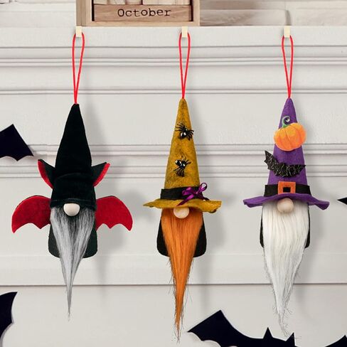 mocoosy Halloween جنوم الحلي مجموعة من 6، أفخم التماثيل المعلقة الزينة، اليدوية Tomte السويدية جنوم Nisse الاسكندنافية جنوم الحلي شجرة معلقة لعيد الهالوين ديكور المنزل الطرف in Kuwait
