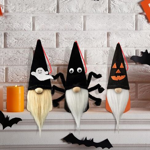 mocoosy Halloween جنوم الحلي مجموعة من 6، أفخم التماثيل المعلقة الزينة، اليدوية Tomte السويدية جنوم Nisse الاسكندنافية جنوم الحلي شجرة معلقة لعيد الهالوين ديكور المنزل الطرف in Kuwait