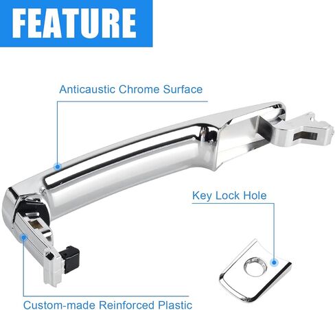 FAERSI Outside Exterior Chrome Door Handle Front Left Driver Side with Keyhole | Without Smart Key | for 2003-2008 Infiniti FX35 FX45, 2008-2013 Nissan Rogue, 2003-2007 Murano, 80640-CA012, 80640CA012 in Saudi Arabia