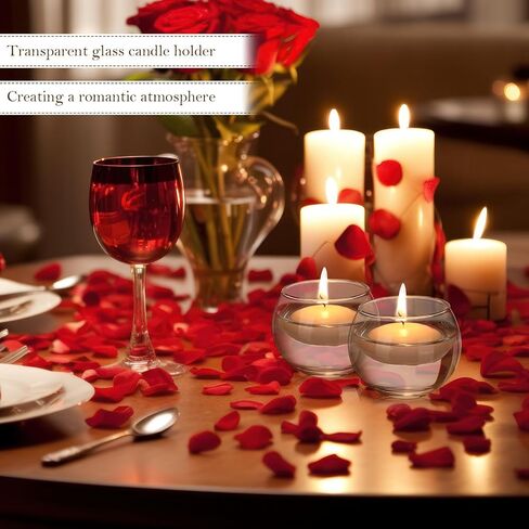 Round Votive Candle Holders Sets 10 Pcs Glass Tealight Candle Holder Jar with 20 Pcs White Floating Candles for Valentine's Day, Birthday, Wedding, Graduation Party, Holidays Atmosphere Decor in Saudi Arabia