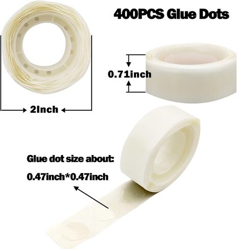 Ausenful 400 PCS Balloon Glue Point 0.47Inch Removable Adhesive Craft Mini Sticky Dot Tape for Balloons Party Paper Craft or Wedding Decoration 4 Rolls in Kuwait