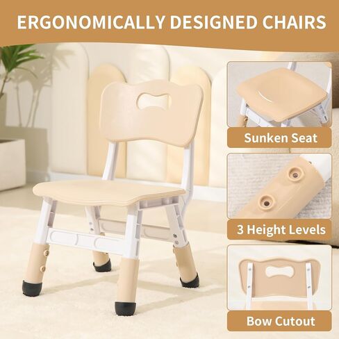 Hulaibit Kids Table and 2 Chairs Set, Height Adjustable Toddler Table and Chairs with Anti-Slip Foot Covers, Graffiti Desktop Arts & Crafts Table for Daycare, Classroom in Saudi Arabia