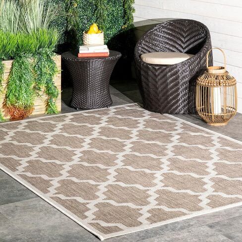 nuLOOM Gina Lattice Indoor/Outdoor Area Rug, 3' x 5', Taupe in Saudi Arabia