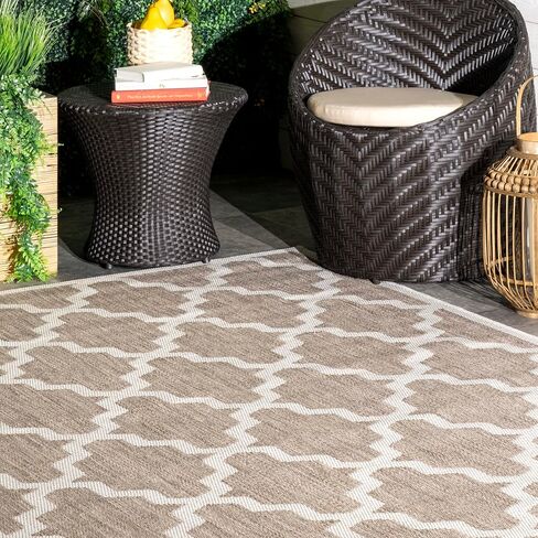 nuLOOM Gina Lattice Indoor/Outdoor Area Rug, 3' x 5', Taupe in Saudi Arabia