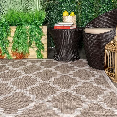 nuLOOM Gina Lattice Indoor/Outdoor Area Rug, 3' x 5', Taupe in Saudi Arabia
