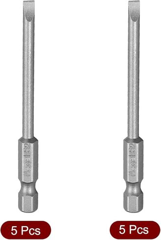 uxcell 10Pcs 3mm & 4mm Slotted Tip Magnetic Flat Head Screwdriver Bits, 1/4 Inch Hex Shank 3-inch Length S2 Power Tool in Saudi Arabia