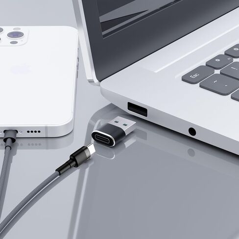 محول USB-C إلى USB-A ذكر 10 حزم - محول شحن وبيانات من النوع C أنثى إلى النوع A ذكر، متوافق مع iPhone 15 وSamsung Galaxy وiPad وApple Watch - أسود in Kuwait