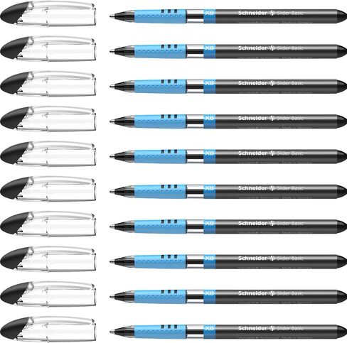 Schneider Slider Basic XB (Extra Broad) Ballpoint Pen, 1.4 mm, Transparent Barrel, Assorted Ink Colors, Pack of 8 Pens (151298) in Saudi Arabia