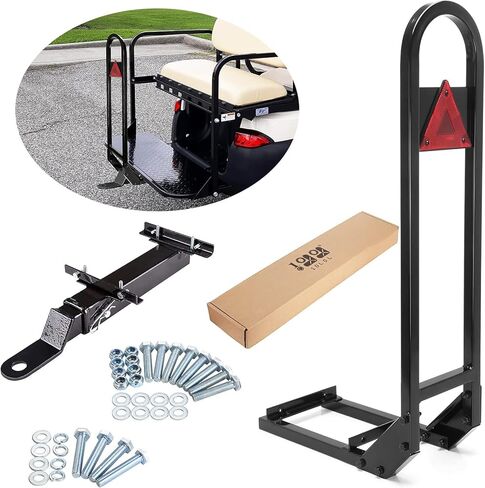 10L0L Universal Golf Cart Rear Seat Safety Grab Bar and Trailer Hook Hitch with Receiver for EZGO Club Car Yamaha, Heavy Duty Material Hand Rail Add Safety to Your Rear Passengers - Black in Saudi Arabia