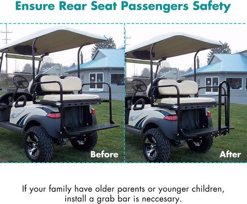 10L0L Universal Golf Cart Rear Seat Safety Grab Bar and Trailer Hook Hitch with Receiver for EZGO Club Car Yamaha, Heavy Duty Material Hand Rail Add Safety to Your Rear Passengers - Black in Saudi Arabia