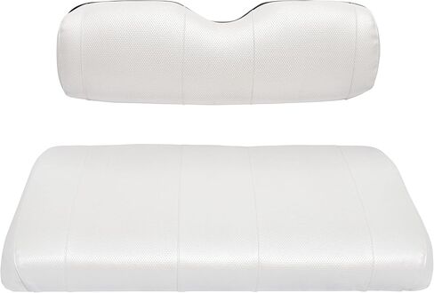 EZGO TXT Replacement Golf Cart Seat Cover Staple On Installation - 2 Piece - Premium Marine Vinyl - 5 Panel Stitching - Two-Tone (White) in Saudi Arabia