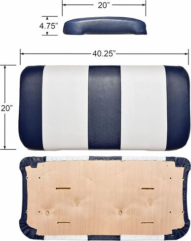 EZGO TXT Replacement Golf Cart Seat Cover Staple On Installation - 2 Piece - Premium Marine Vinyl - 5 Panel Stitching - Two-Tone (White) in Saudi Arabia