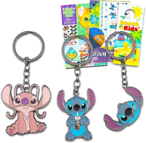 Disney Lilo and Stitch Keychain Set - Bundle with 3 Lilo and Stitch Keyrings Including Stitch and Angel Plus Stickers, Tattoos, More | Stitch Keychains for Girls in Kuwait