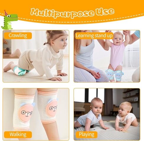 6 أزواج من وسادات ركبة الأطفال للزحف وتنفس الزحف للركبة للأطفال الصغار لتدفئة الساق من عمر 0 ​​إلى 3 سنوات للأولاد والبنات in Kuwait