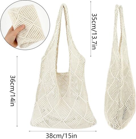 Crochet Bags, Summer Beach Tote Bag, Mesh Beach Bag Knit Summer Bag, Beach Travel Shoulder Handbag for Women in Saudi Arabia
